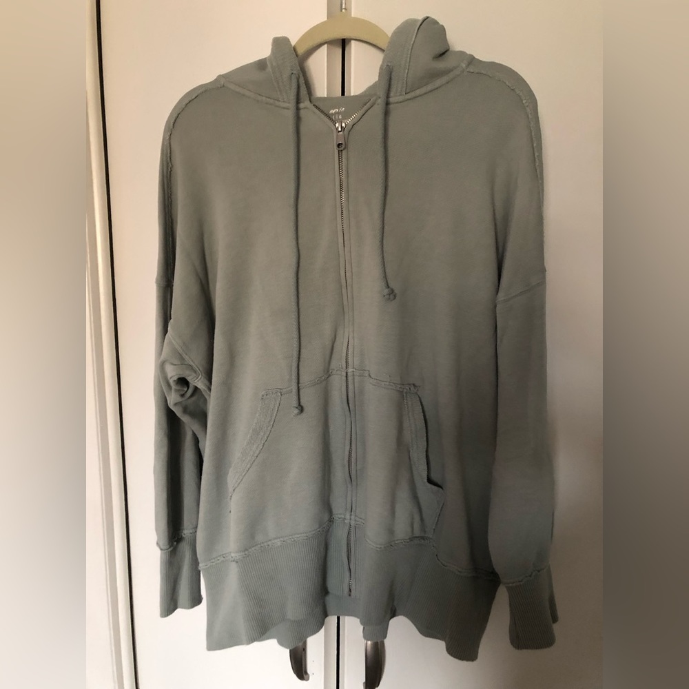 Aerie Down to Earth oversized full zip hoodie seafoam green, size L